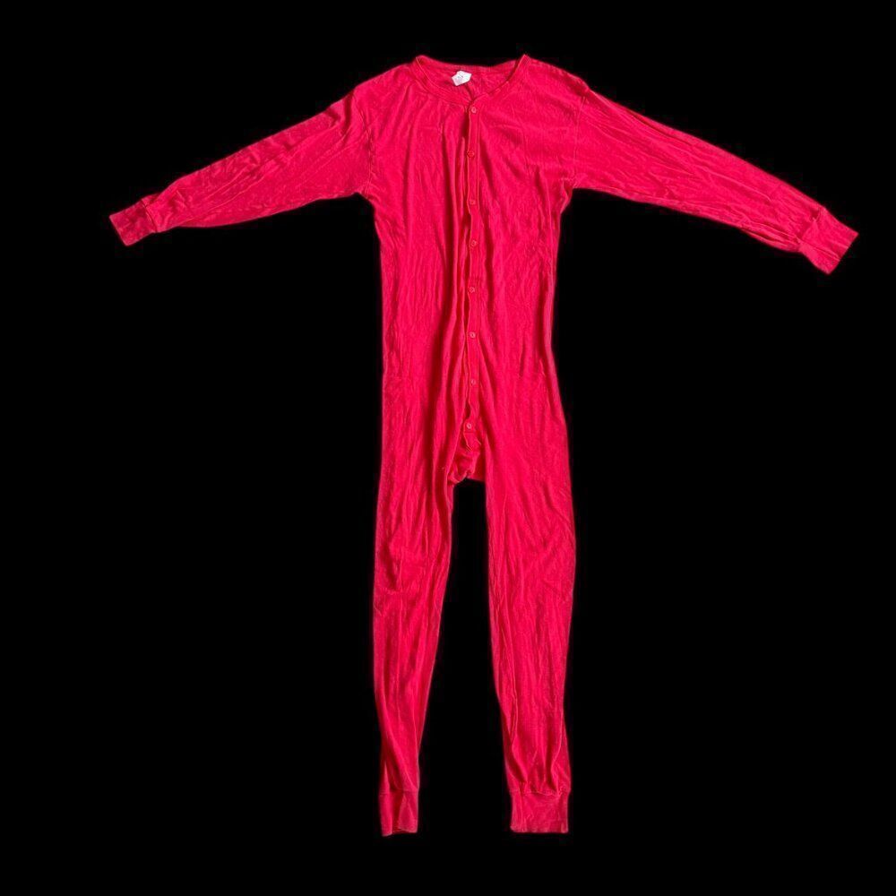 Indera Red Union Suit Long John One Piece Mens Size XL Trap Door